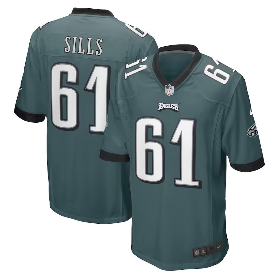Men Philadelphia Eagles #61 Josh Sills Nike Midnight Green Game Player NFL Jersey->philadelphia eagles->NFL Jersey